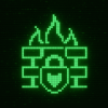 Pixel firewall icon with terminal glow, representing security update
