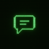 Pixel chat icon with terminal green speech bubble, representing community forum
